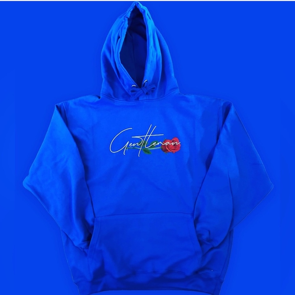 Royal blue signature with rose